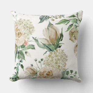 Weiße/Beige Vintage-Blumenkissen Kissen