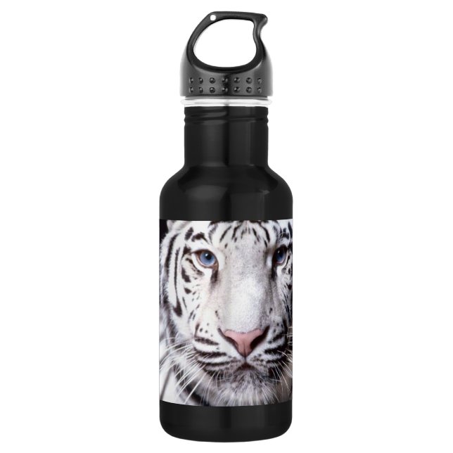 Weiße bengalische Tiger-Fotografie Edelstahlflasche (Vorderseite)