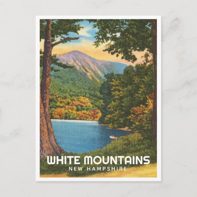 Weiße Berge, Vintager See in New Hampshire Postkarte (Vorderseite)