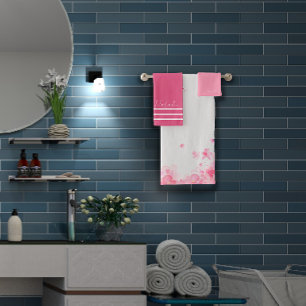 Weiße Bezeichnung der Wasserfarbe Badhandtuch Set