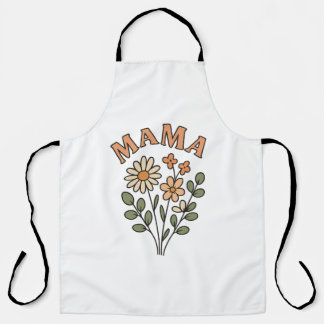 Weiße Bib-MAMA-Schürze mit retro Blumenstrauß Schürze