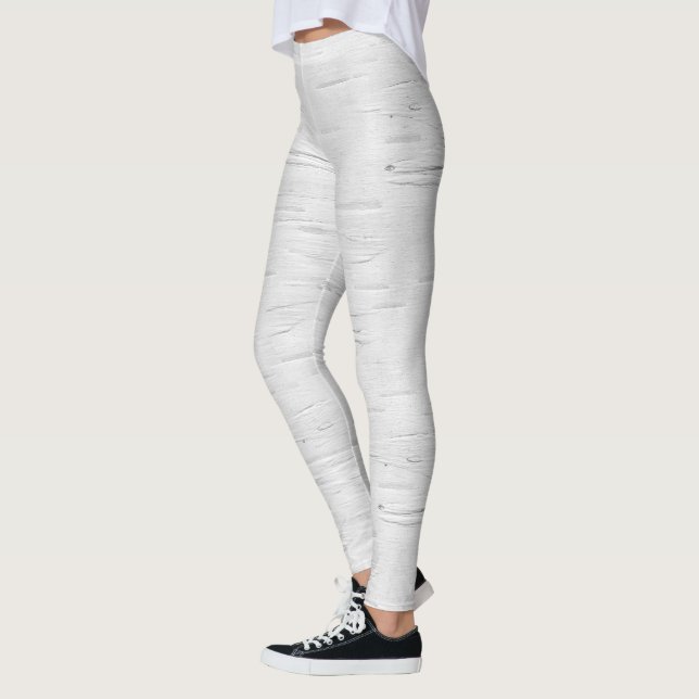 Weiße Birke Bark Textur Leggings (Links)