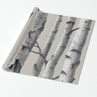 Weiße Birken-Baum-Stämme auf Beige Geschenkpapier