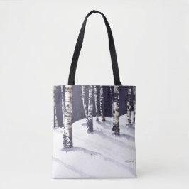 Weiße Birken im Winter Tasche