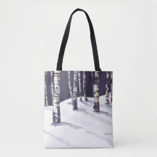 Weiße Birken im Winter Tasche