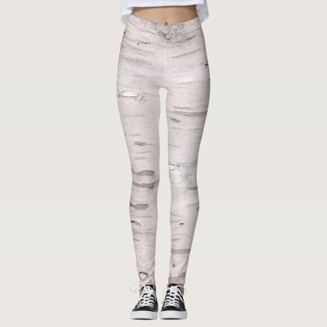 Weiße Birkenbaum Holz Rustikaler Stallbaum Chic Leggings (Vorderseite)