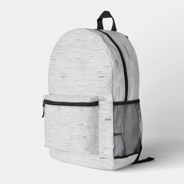 Weiße Birkenstruktur Bedruckter Rucksack (Rückseitige Ecke Rechts)
