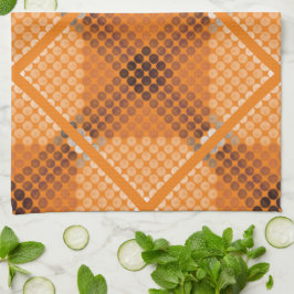 Weiße bis braune Kreise auf orangefarbenen, quadra Geschirrtuch