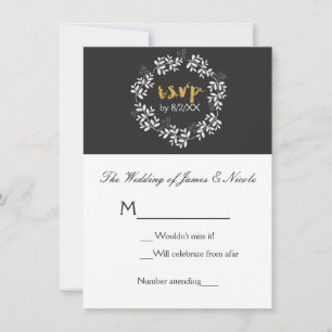 Weiße Blätter Botanischer Wraath RSVP Hochzeit Einladung