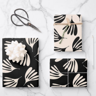 Weiße Blätter Chic Contemporary Black Cream Patter