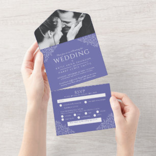 Weiße Blätter Foto UAWG Hochzeit All In One Einladung