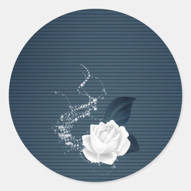 weiße Blätter für Blume und Marine Runder Aufkleber (Vorderseite)
