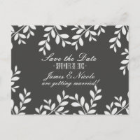 Weiße Blätter & Graue Moderne Botanische Postkarte
