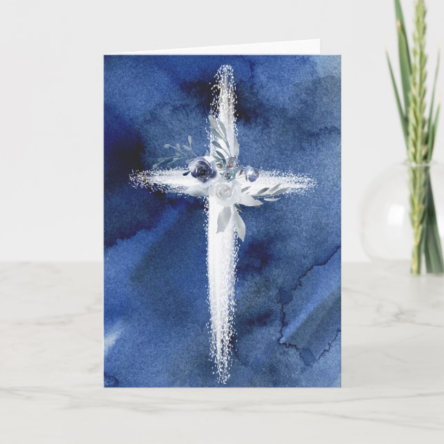 Weiße blaue Aquarellkarte Einladung (Vorderseite)