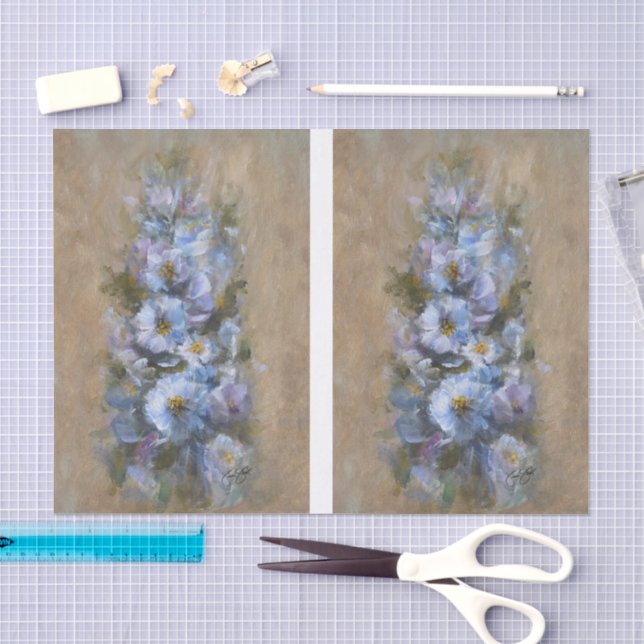 Weiße /Blaue Gänseblümchen DBL Seidenpapier (Handwerk)