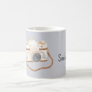 Weiße Blaue Kamera Kaffeetasse