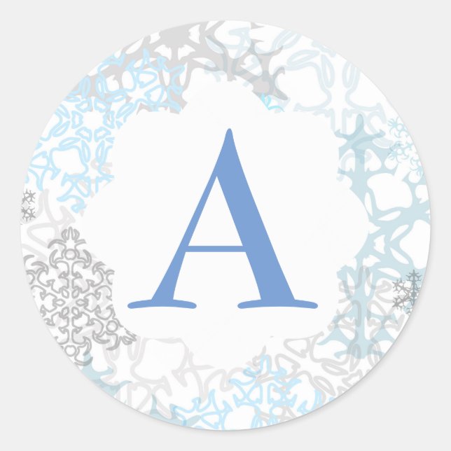 Weiße/blaue Schneeflocken - Circle Sticker (Vorderseite)