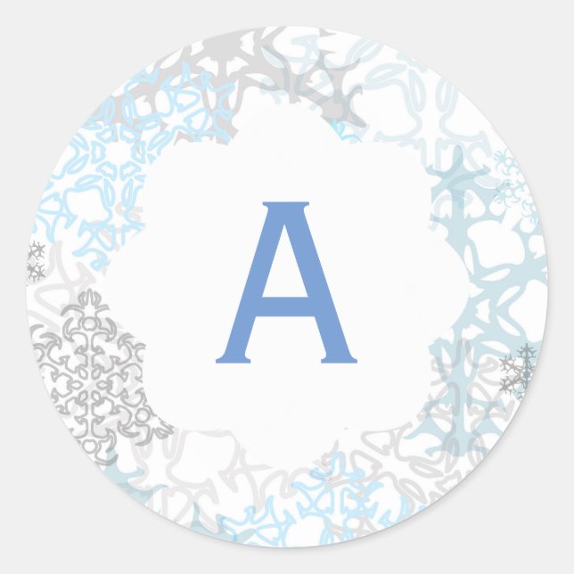 Weiße/blaue Schneeflocken - Circle Sticker (Vorderseite)