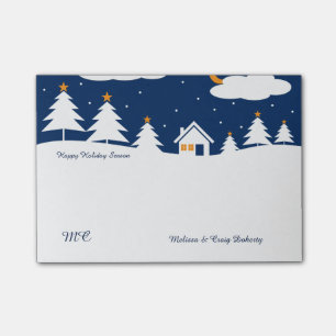 Weiße blaue Winter-Weihnachtszeit Post-it Klebezettel
