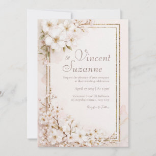 Weiße Blossom Romantische Hochzeit Einladung