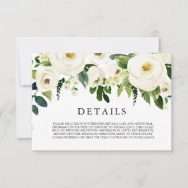 Weiße blühende Blume, die die Details des Hochzeit Einladung