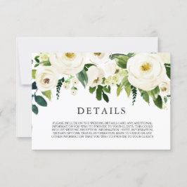 Weiße blühende Blume, die die Details des Hochzeit Einladung