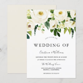 Weiße blühende Blume Elegante Hochzeit Einladung