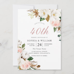 Weiße Blume 40. Hochzeitstag Einladung