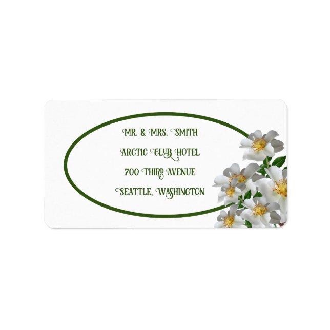 Weiße Blume Adressaufkleber (Vorne)