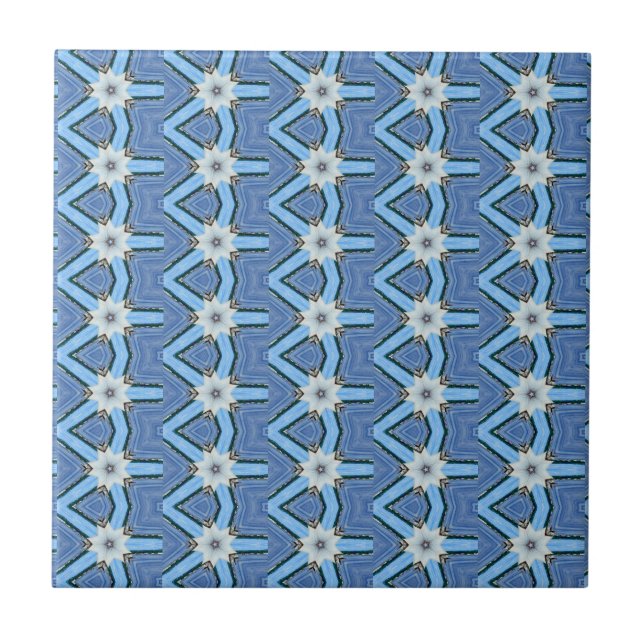 weiße Blume auf blauem Kachel (Vorderseite)