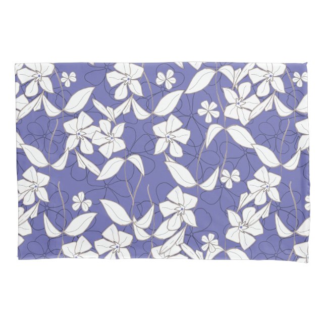 Weiße Blume auf dem Kissenkoffer von Periwinkle Kissenbezug (Vorderseite-Links)