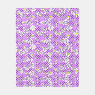 Weiße Blume auf einem Polka-Punkt-Hintergrund Fleecedecke