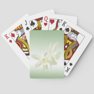 Weiße Blume auf grünen Spielkarten