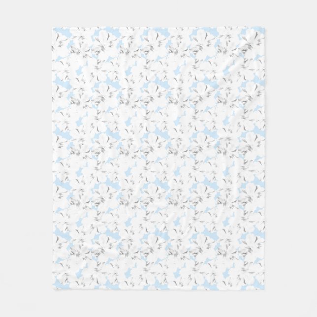 Weiße Blume auf hellblau. Fleecedecke (Vorderseite)