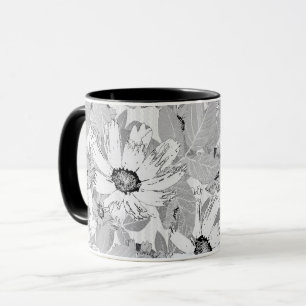Weiße Blume auf hellgrau. Tasse