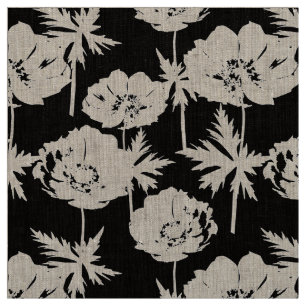 Weiße Blume auf Schwarz. Stoff