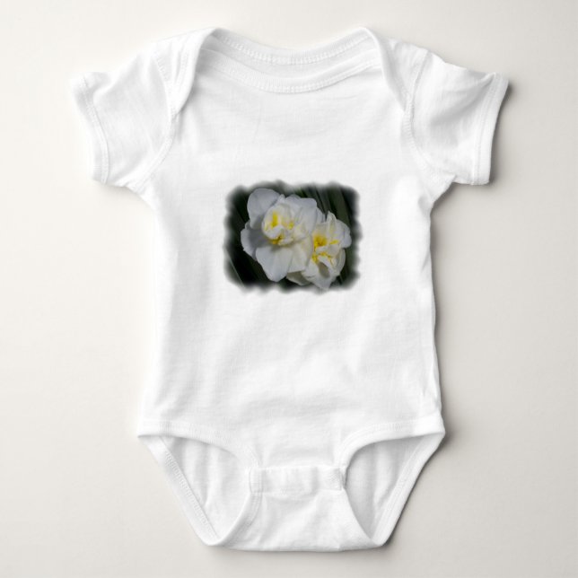 Weiße Blume Baby Strampler (Vorderseite)
