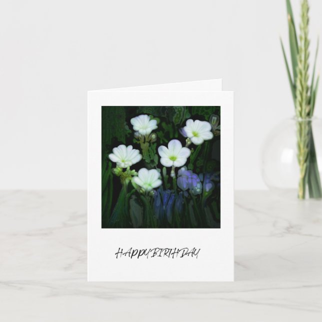 WEISSE BLUME BIRTHDAY CARD KARTE (Vorderseite)