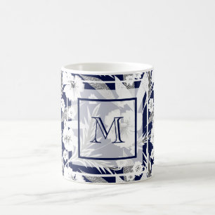 Weiße Blume, blau und weiß Kaffeetasse