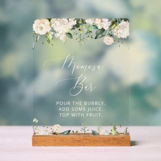 Weiße Blume, Blume aus Creme, Boho, Momosa Bar Acrylschild (Neutral)