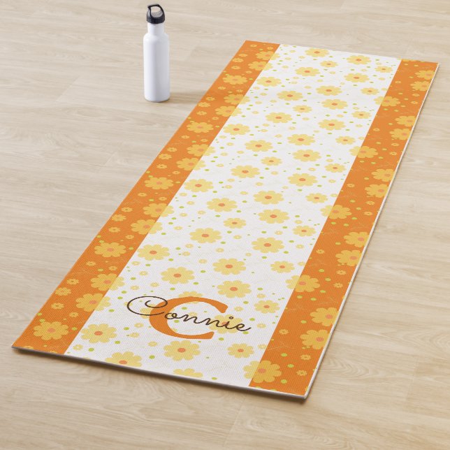 Weiße Blume Blumenmuster Monogramm Yogamatte (Beispiel)