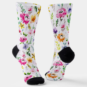 Weiße Blume Blumenmuster Socken