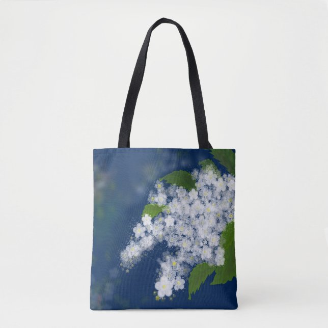 Weiße Blume, blumenreich Tasche (Vorderseite)