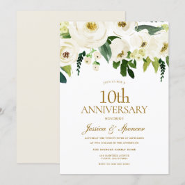 Weiße Blume & Creme 10. Hochzeitstag Einladung