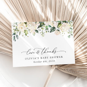 Weiße Blume, Creme-Blume, Boho, Babydusche Dankeskarte