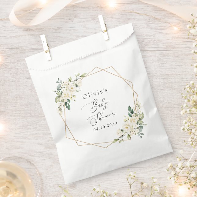 Weiße Blume, Creme-Blume, Boho, Babydusche Geschenktütchen (Ausgeschnitten)