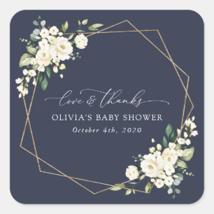 Weiße Blume, Creme-Blume, Boho, Babydusche Quadratischer Aufkleber