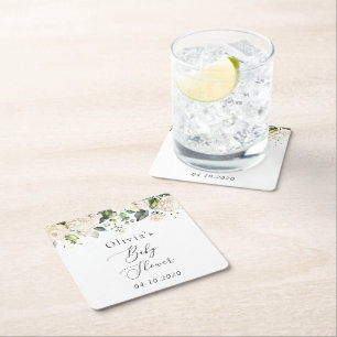 Weiße Blume, Creme-Blume, Boho, Babydusche Rechteckiger Pappuntersetzer