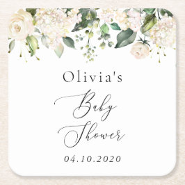 Weiße Blume, Creme-Blume, Boho, Babydusche Rechteckiger Pappuntersetzer