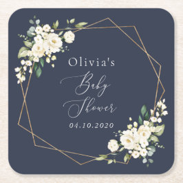 Weiße Blume, Creme-Blume, Boho, Babydusche Rechteckiger Pappuntersetzer